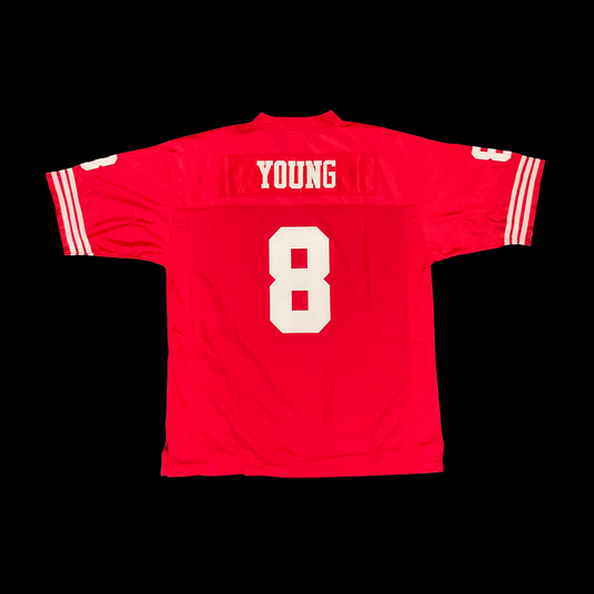 #8 Young Hella Fitted Custom Stitched Throwback Jersey Black | Red | White