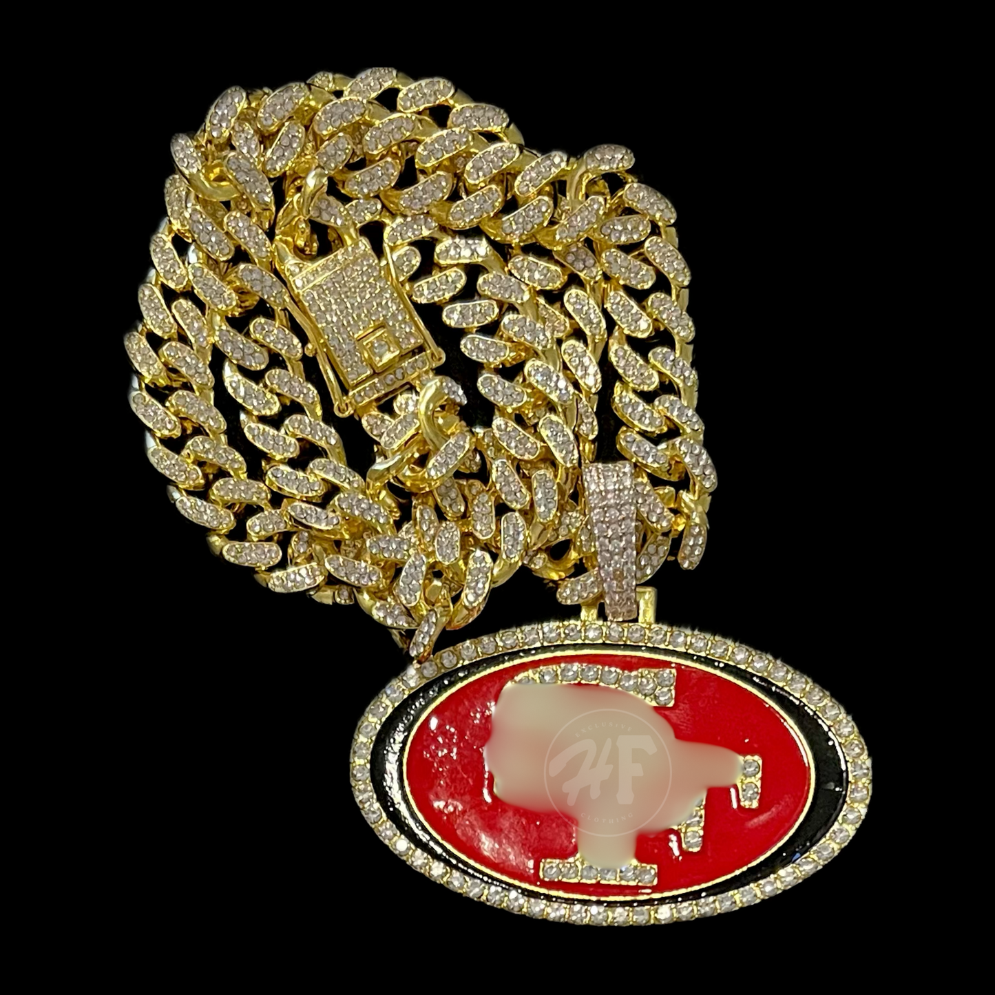 Custom 49ers Bling SF Pendant and Iced Out Necklace