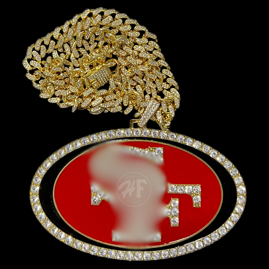 Custom 49ers Bling SF Pendant and Iced Out Necklace