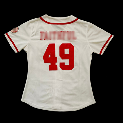 San Francisco 49ers Women's #49 FAITHFUL Baseball Style Jersey White