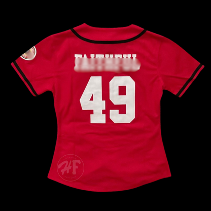 San Francisco 49ers Women's FAITHFUL Baseball Style Jersey Red