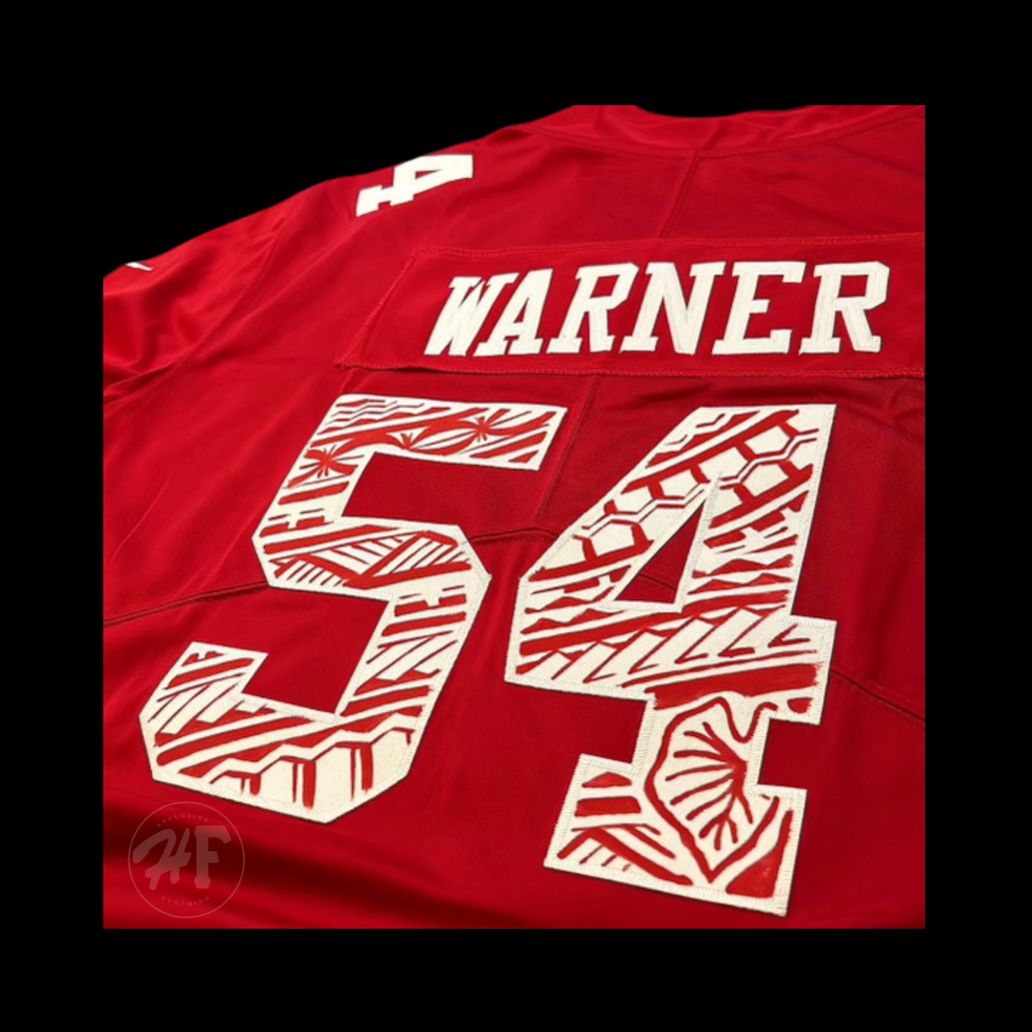 Custom Polynesian Inspired Hand Painted Stitched Jersey Warner Red