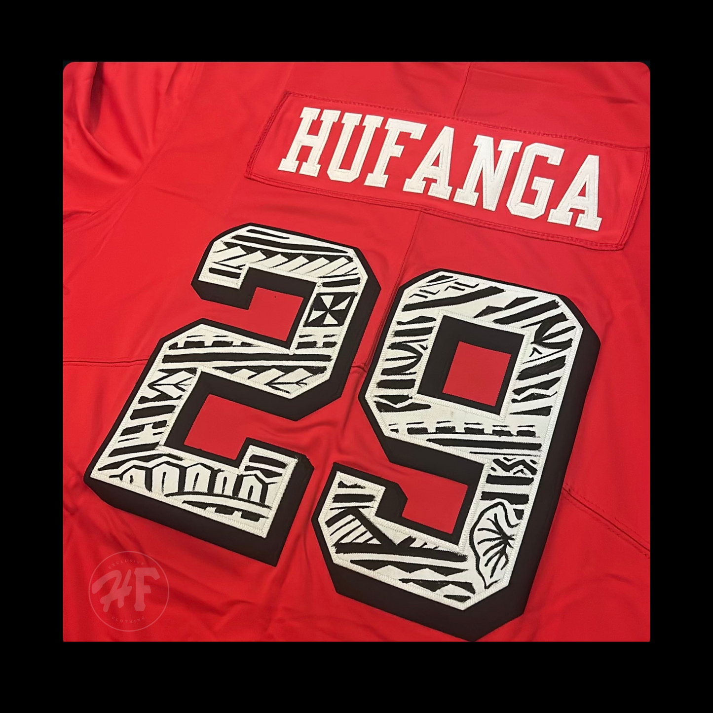 Custom Polynesian Inspired Hand Painted Stitched Jersey Hufanga Red