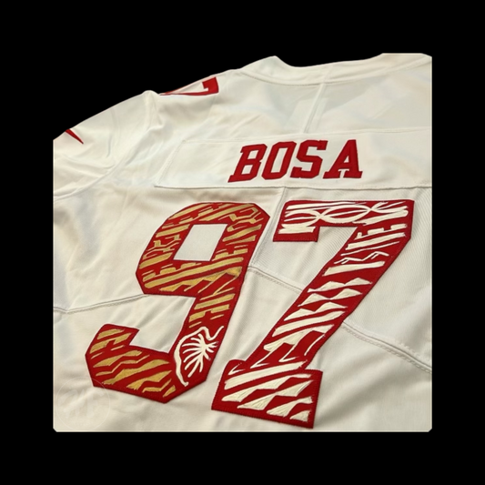 Custom Polynesian Inspired Hand Painted Stitched Jersey Bosa White